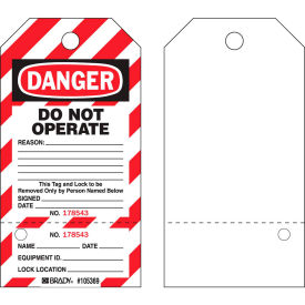 Brady® Danger Do Not Operate Locked Out Tag Two-Part Tags With Stubs Cardstock 25/Pack WKT3