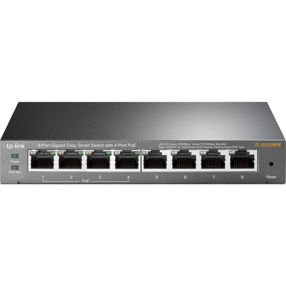 TP-LINK TL-SG108PE 8-Port Gigabit Ethernet Easy Smart Switch With 4 PoE Ports MPN:TL-SG108PE