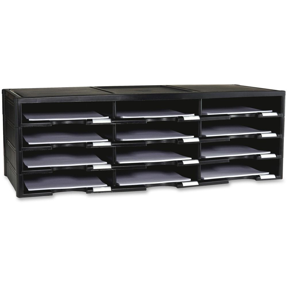 Storex 12-compartment Organizer - 6000x Sheet - 12 Compartment(s) - 9.50inx12in - 10.5inx14.1in Width31.4in - 100% Recycled - Black - Polystyrene MPN:61432U01C