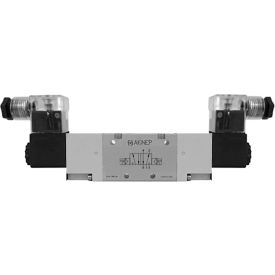 Aignep USA 5/2 Double Solenoid Valve Ext Pilot 1/8 NPTF 24V DC/2W Coil LED Connection 01VA150002N0302