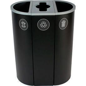 Busch Systems Spectrum Triple Slim Recycling Station For Organics 26 Gallon Capacity Black 101205