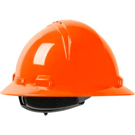 Kilimanjaro Full Brim Hard Hat HDPE Shell Vented 4-Pt Suspension Ratchet Adjustment Hi-Vis Org 280-HP641RV-31