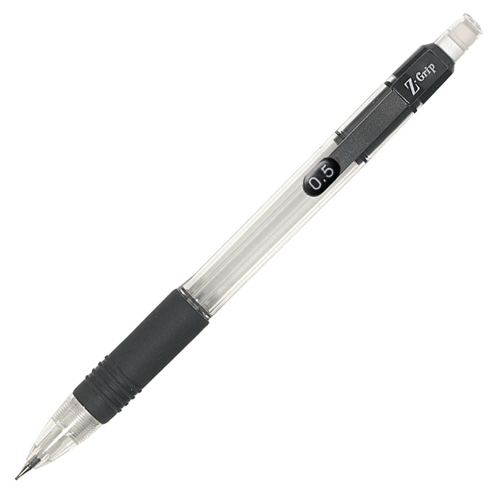 Zebra Z-Grip Mechanical Pencils, 0.5 mm, Clear/Black Barrels, Pack Of 12 MPN:52310