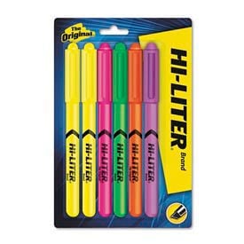 Avery® HI-LITER Pen-Style Highlighters Assorted Ink and Barrel Colors Chisel Tip 6/Set 23565