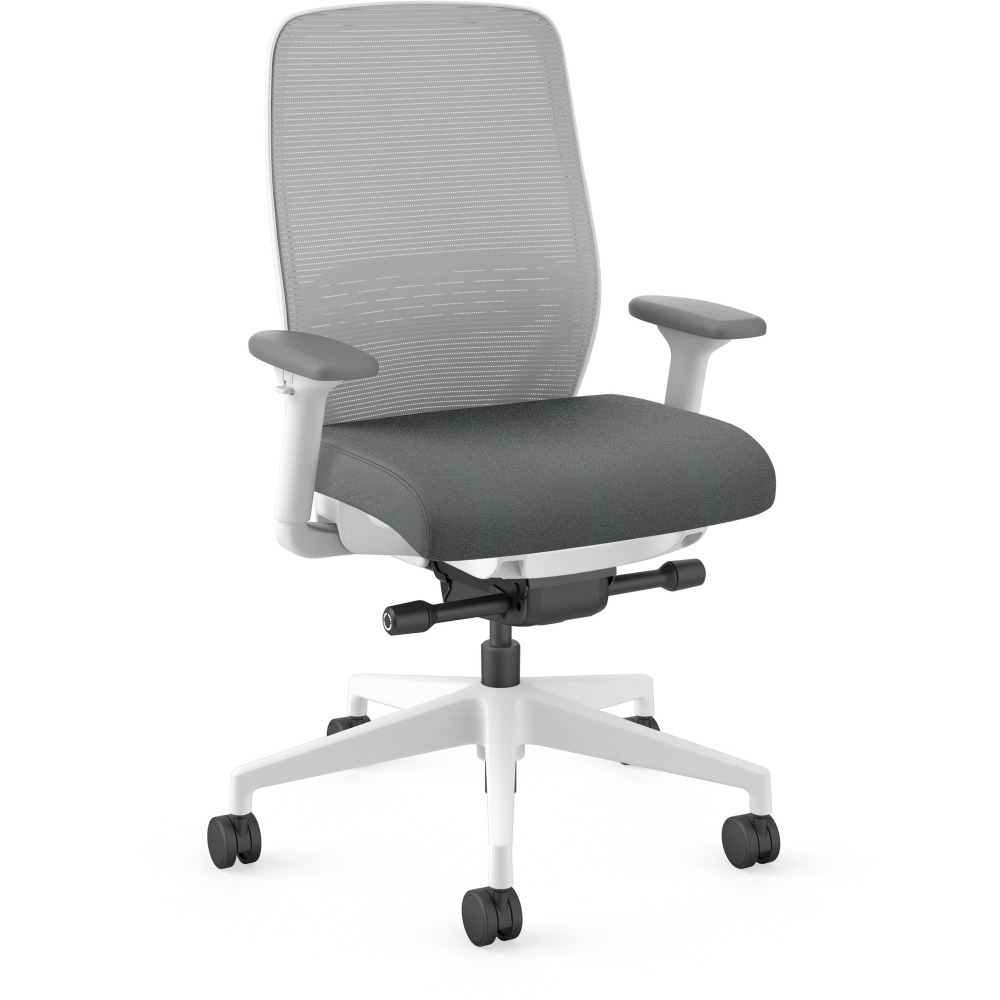 HON Nucleus Recharge Task Chair - Iron Ore Seat Color - Fabric Seat Material - Fog Back Color - Designer White Frame Color - Armrest - 1 Each MPN:NR12SAFC19DW