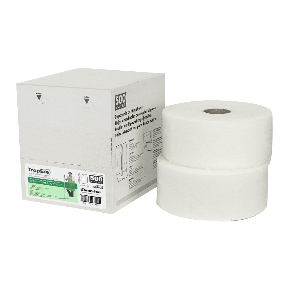Americo TrapEze Disposable Dusting Sheets, 6in x 5in, White, 500 Per Rolls, Case Of 2 Rolls (Min Order Qty 2) MPN:582505