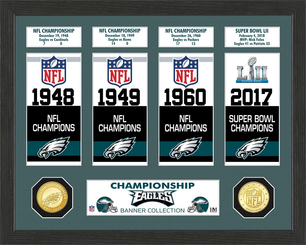 Philadelphia Eagles Super Bowl Banner Collection Bronze Coin Photo Mint MPN:PHOTO12800K