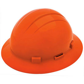 ERB® Americana Full Brim Hard Hat with Accessory Slots 4-Point Mega Ratchet Suspension Orange WEL19263OR - Pkg Qty 12