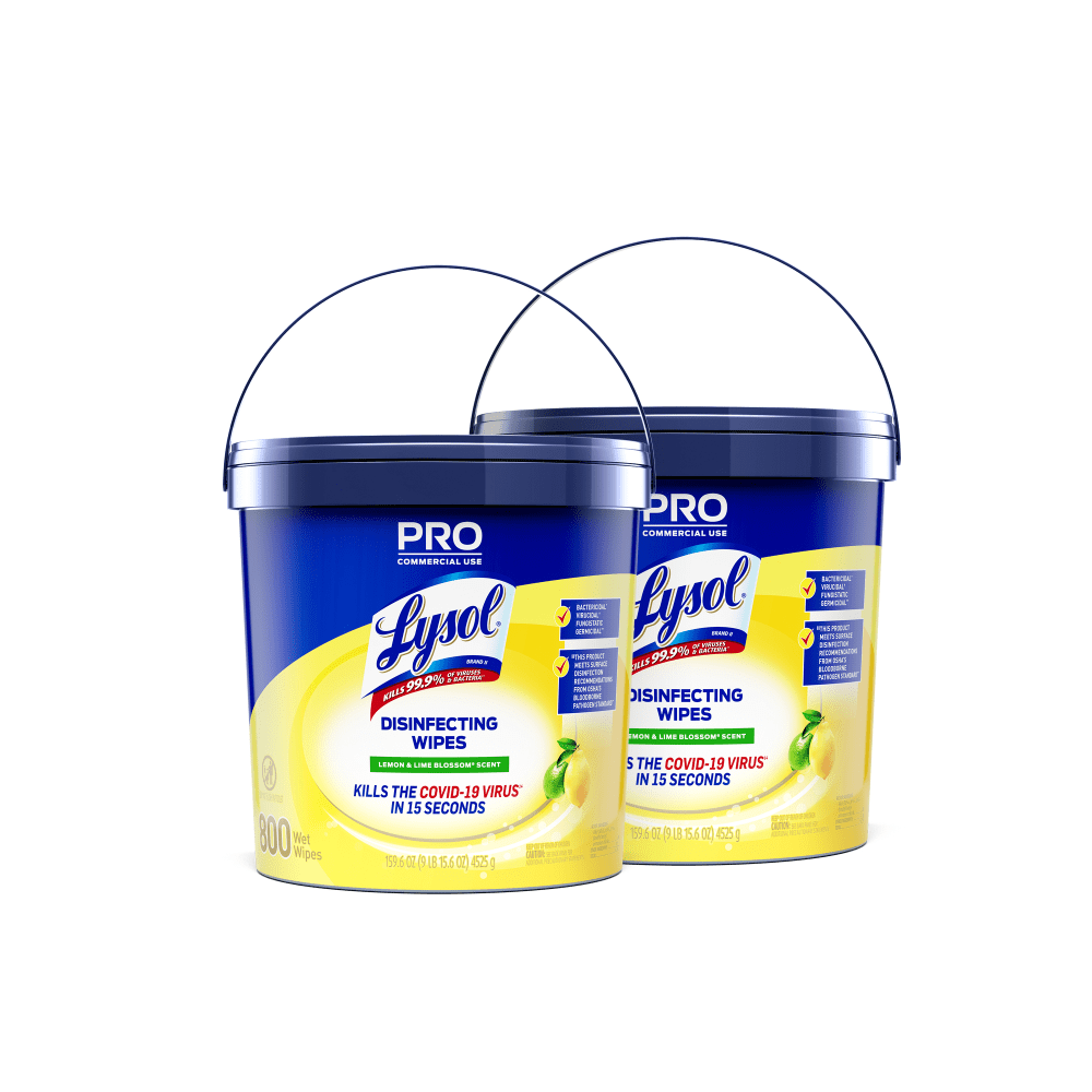 Lysol Professional Disinfecting Wipe Buckets, 6in x 8in, White, 800 Sheets Per Bucket, Set Of 2 Buckets MPN:19200-99856