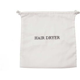 Hair Dryer Bag - White with Navy Embroidery - Pkg Qty 10 HDBAG-WH