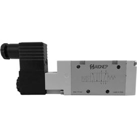 Aignep USA 5/2 Single Solenoid Valve Pilot/Spr Return 1/8 NPTF 24V AC/5VA Coil Blk Connection 01VS050002N0401