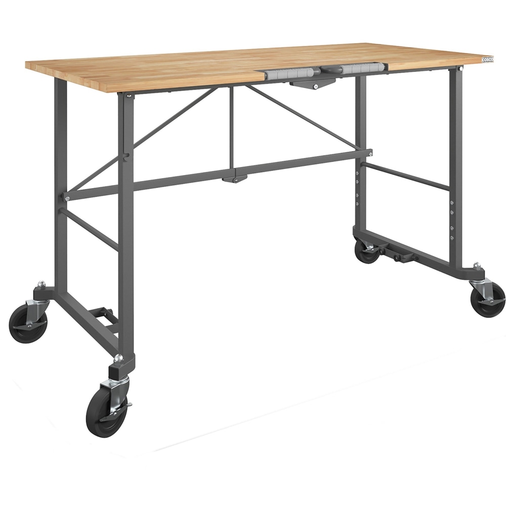 Cosco Smartfold Portable Work Desk Table - Four Leg Base - 4 Legs - 400 lb Capacity - 14.50in Table Topx 25.51in Table Top Depth - 66760DKG1E MPN:66760DKG1E