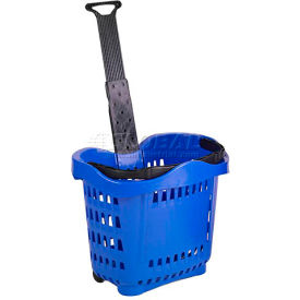 VersaCart ® Plastic Rolling Shopping Basket 43 Liter Blue Pack Qty of 6 - Pkg Qty 6 201-43L-DBL