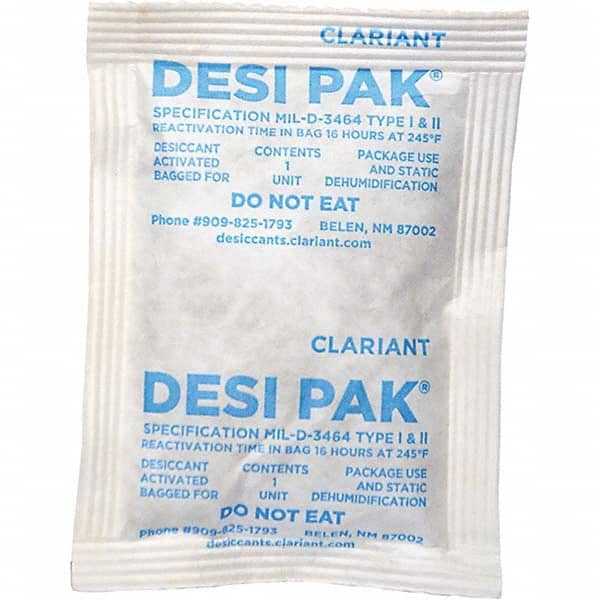 Desiccant Packets, Material: Clay , Packet Size: 1 oz , Container Type: Drum , Area Protected: 0.83ft3 , Number of Packs per Container: 1300  MPN:D1UCT-D