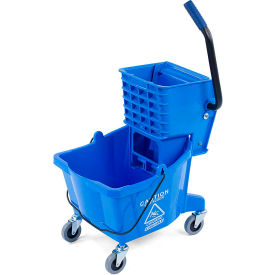 Carlisle Commercial Mop Bucket with Side-Press Wringer 26 Quart Blue - 3690814 3690814