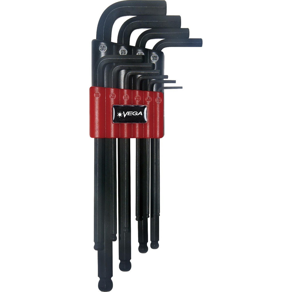 Hex Key Sets; Tool Type: Hex L-Key Set ; Handle Type: L-Key ; Hex Size Range (Inch): 1/16 - 3/8 ; Container Type: Plastic Pouch ; Material: 6150 Steel ; Overall Length (Inch): 7 MPN:HS10A