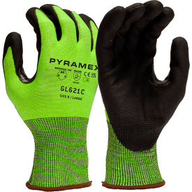 Pyramex® Cut Resistant Gloves Micro Foam Nitrile Coated ANSI A5 2XL Hi-Vis Lime GL621CX2 - Pkg Qty 12