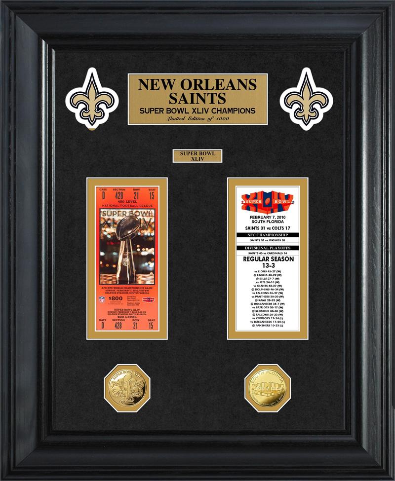 New Orleans Saints Super Bowl Champions Deluxe Gold Coin Ticket Collection MPN:NOSSBTICKETK
