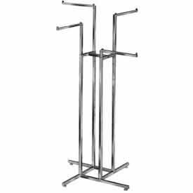 4-Way w/ 2 Straight and 2 Slant Arms (R12) Garment Rack - Square Tubing - Chrome K12