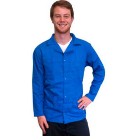 Transforming Technologies ESD Waist Length Lab Coat Snap Cuff Light Blue Large JWC 5404SPLB