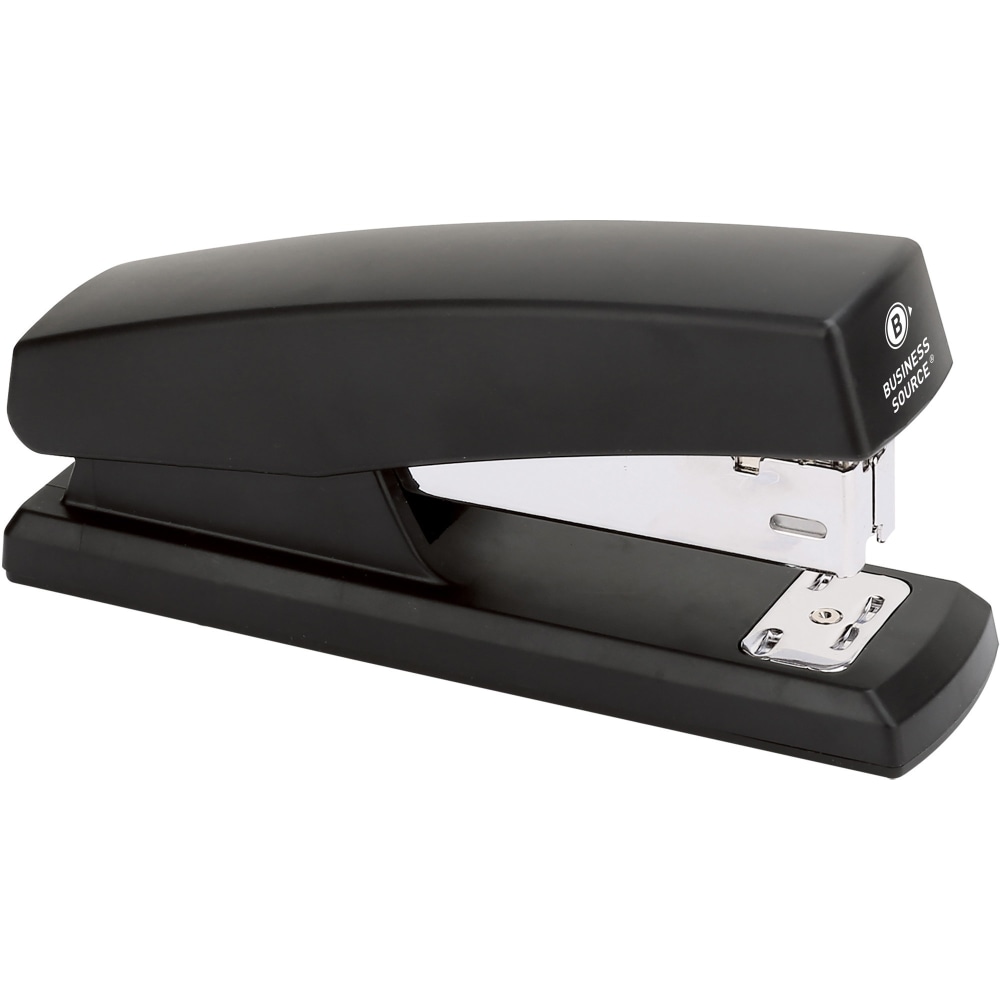 Business Source Half-strip Stapler - Staples Upto 20 Sheet - Holds Upto 105 Staple - Half Strip - Black - Plastic - 1 Each MPN:03197