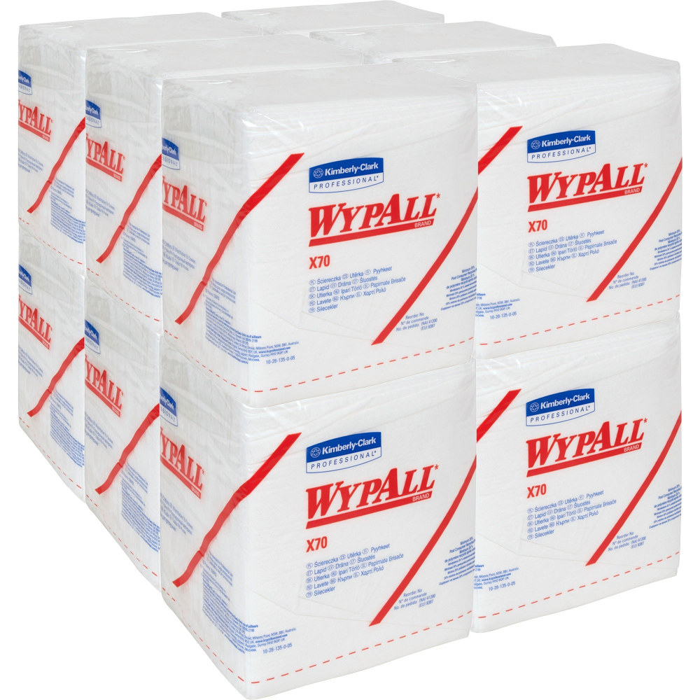 Wypall X70 Wipers - Quarter-fold - 12.50in x 12in - White - Long Lasting, Durable, Reusable, Absorbent - For Manufacturing - 76 Per Pack - 12 / Carton MPN:41200-50DUP