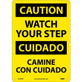 NMC™ Bilingual Plastic Sign Caution Watch Your Step 10
