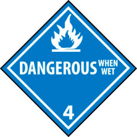 NMC™ Dot Dangerous When Wet Placard Sign Pressure Sensitive Vinyl DL47P