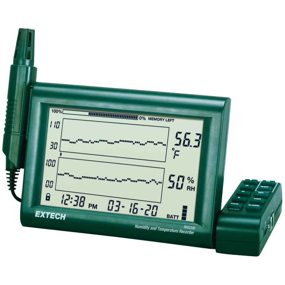 Temperature Recorder Charts & Pens, Product Type: Humidity and Temperature Recorder Chart w/Detachable Probe , Recording Time: 7 Days , Humidity Range: 99  MPN:RH520B-NIST