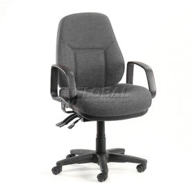 Interion® Task Chair With Mid Back & Fixed Arms Fabric Gray 148GY516