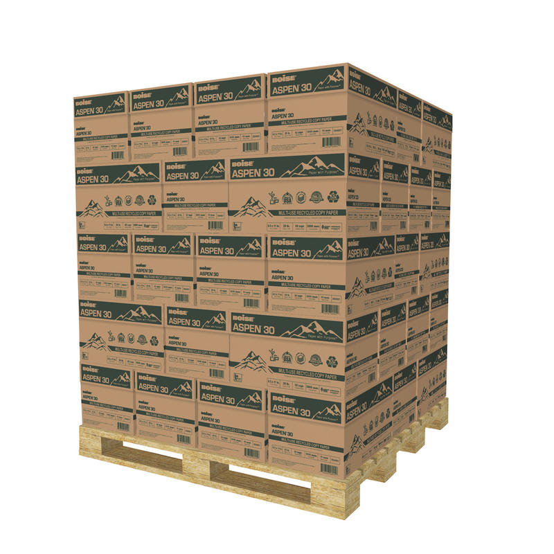 Boise ASPEN 30 Multi-Use Printer & Copy Paper, 400 Reams, White, Letter Size, 200000 Sheets Per Pallet- 054901SKD-DA MPN:054901SKD-DA