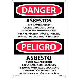 NMC™ Bilingual Plastic Sign Danger Asbestos Cancer And Lung Disease Hazard 14