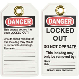 Brady® 65526 Lockout Tag- Danger Locked Out Do Not Operate Heavy Duty Polyester 25/Pack 65526