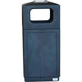 Forte 39 Gallon Hooded Plastic Waste Container w/Metal Ashtray Black - 8002155 8002155