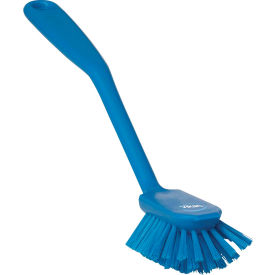 Vikan 42373 Dish Brush w/ Scraper- Medium Blue 42373