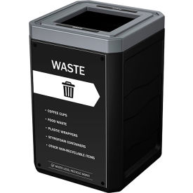Busch Systems® Outlaw Plastic Waste Container 50 Gallon Capacity Black 208393