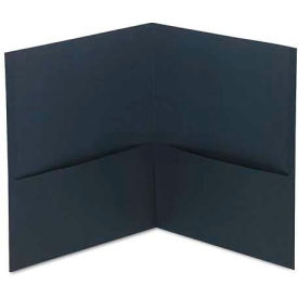 Universal Two-Pocket Portfolio Embossed Leather Grain Paper Dark Blue 25/Box UNV56638***