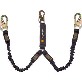 Guardian Arc Flash Shock Absorbing Lanyard Stretch Dual Leg Steel Snap Hook 6'L 3400005