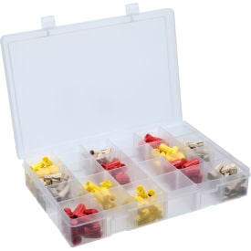 Durham Large Plastic Compartment Box LPADJ-CLEAR - Adjustable with 20 Dividers 13-1/8x9x2-5/16 - Pkg Qty 5 LPADJ-CLEAR