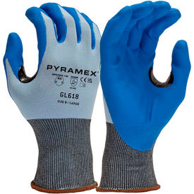 Pyramex® Cut Resistant Gloves Micro Foam Nitrile Coated ANSI A1 S Blue GL618S - Pkg Qty 12