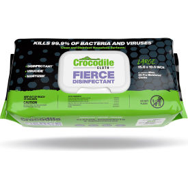 Crocodile Cloth® FIERCE Disinfecting Wipes Lemon Eucalyptus Scent 80 Wipes/Pack 8 Packs/Case 9190-080 - Pkg Qty 8