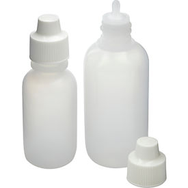 Qorpak® 2oz Natural LDPE Boston Round Bottle with 18mm White PP Dropper and Nasal Cap 12PK 501186