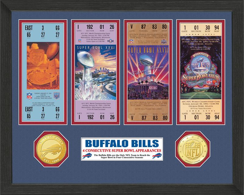 Buffalo Bills 4 Consecutive Super Bowl Appearances Ticket Collection MPN:BB4CSTK