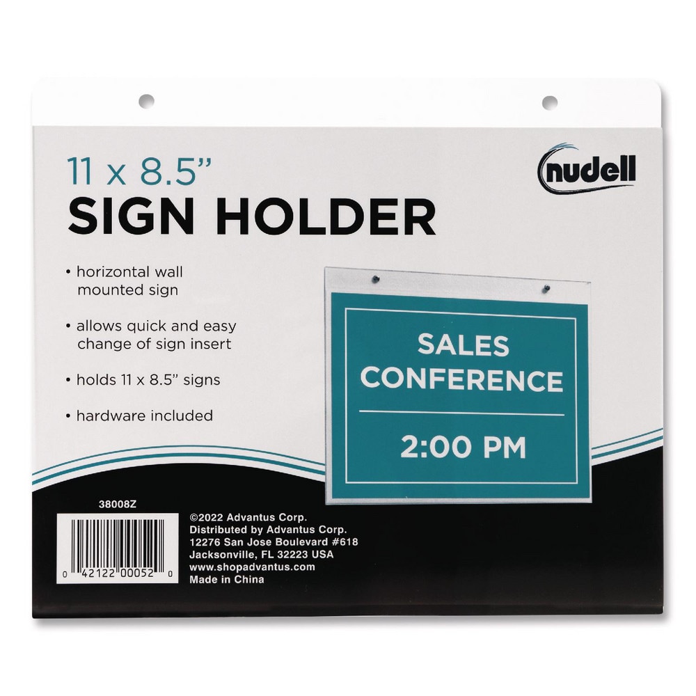 Sign Holders & Frames; Product Type: Wall Plate Sign Holder ; Sign Height Compatibility: 8.5 ; Sign Width Compatibility: 11 ; Sign Holder Height: 8.5 ; Sign Holder Width: 11 ; Material: Plastic MPN:NUD38008Z