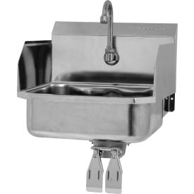 Sani-Lav® 607D Wall Mount Sink With Double Knee Pedal Valve And Side Splash Guards 607D