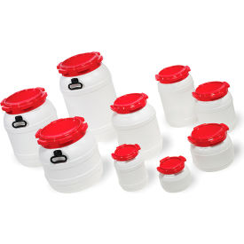 Qorpak® 3.6 Liter White HDPE Wide Neck Drum with 137mm Red Polypropylene Unlined Lid 10PK 248723