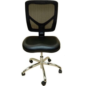 ShopSol Dental Lab Chair with Vinyl Seat and Mesh Backrest Black 1010530