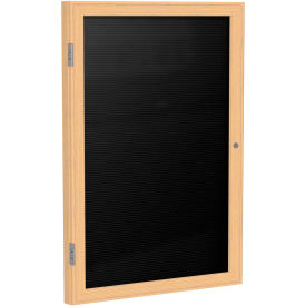 Ghent Enclosed Letter Board - 1 Door - Black Letterboard w/Oak Frame - 24