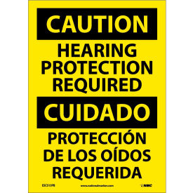 Bilingual Vinyl Sign - Caution Hearing Protection Required ESC513PB