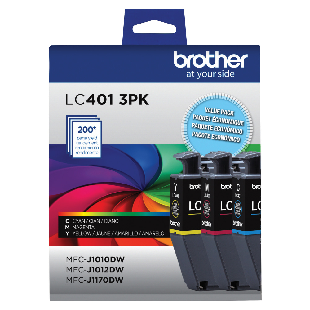 Brother LC4013 Cyan, Magenta, Yellow Ink Cartridges, Pack Of 3, LC4013PK MPN:LC4013PKS